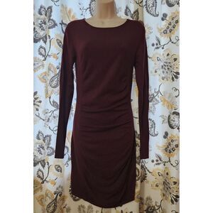 Express Sweater Dress Size Medium Plum Purple Long Sleeves, Ruched Holiday